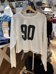 เสื้อยืดคอกลมแขนยาวหลวมๆ ทรงพอดีตัวสำหรับผู้หญิง OOTD BM เสื้อเชิ้ตสไตล์อเมริกันลายตัวอักษรสไตล์ 90