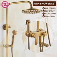 Zero All Copper Rain Shower Set European Retro Bathroom Shower Full Set with Shower Head Zero82