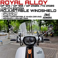 WINDSHIELD ROYAL ALLOY GP125 GP 125/GP180 GP 180/GP250S GP 250S/TG250S TG 250S/YOUTH EDITION ADJUSTA