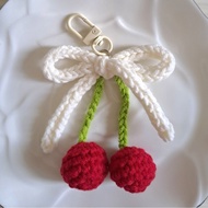 Cherry bow crochet keychain | Sunnysmile crochet