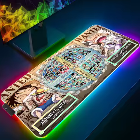 RGB Mouse Pad one piece luffy Large Gamer xxl Desk mat Computer keyboard LED gaming accessories carp