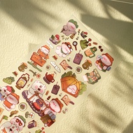 Sky Original Long Size Outdoor Camping lulu Pig Embossed Sticker BBQ Cartoon Cute diy Phone Decorati