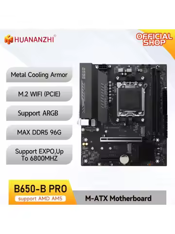 HUANANZHI B650M B pro AMD AM5 Motherboard Dual Channel DDR5 EXPO RAM Support Ryzen R5 R7 7000 8000 9