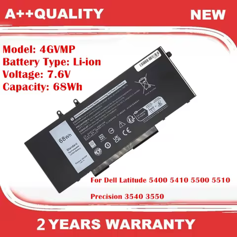 7.6V 4GVMP Laptop Battery For DELL R8D7N 04GVMP RF7WM 0RF7WM 9JRYT 09JRYT X77XY 0X77XY C5GV2 0C5GV2