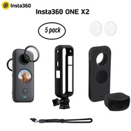 For Insta360 ONE X2 Lens Guard Frame Cap Durable Silicone Lens Guards Protector Film Protector Wrist Sling For Insta 360 ONE X 2 Accessories Kit