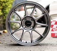 TC 105 ขอบ 15“ กว้าง 7” ET 35 สีไฮเปอร์แบล็ก 4รู/100 แถมฟรีจุ๊บยาง(1ชุด=4วง)