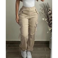 Spring Summer Women's Cargo Pants Fashion Street Pocket Design Drawstring Cuffed Pants Daily Casual 