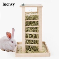 Ioensy Wooden Rabbit Hay Feeder Bunny Grass Stand Cage Hay Holder Bunny Hay Manger