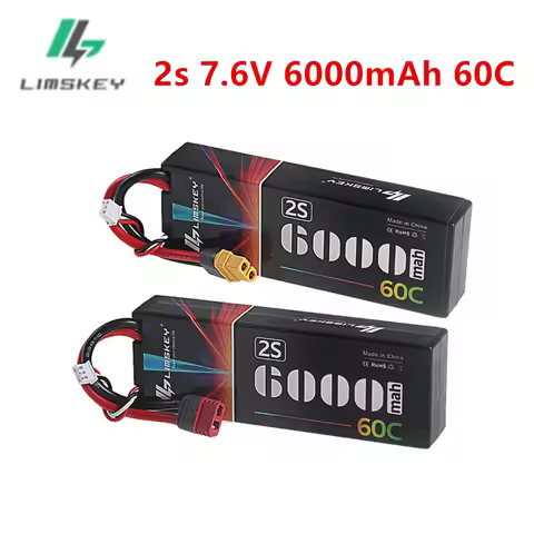 Original 7.6V 6000mAh Lipo 2S Battery 60C with T / XT60 Plug For 1/10 RC Car Race Boat Tank Parts