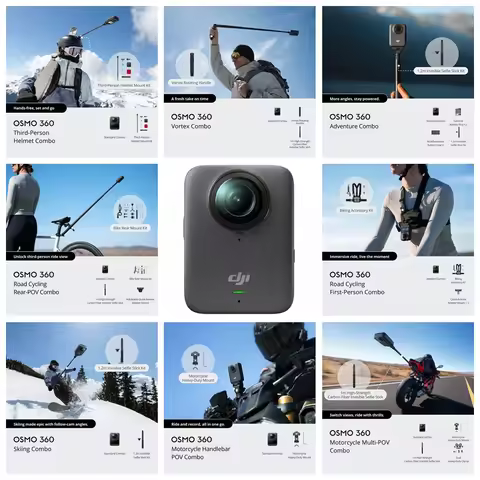Original DJI Osmo 360 Action Camera Series 8K 360° 4K/120fps 170° Video for Motorcycle Skiing Vlog R