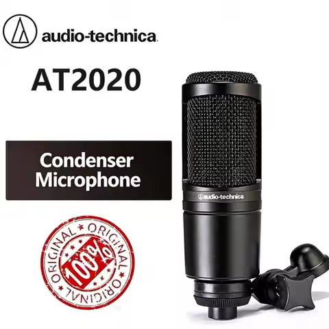 Original Audio Technica AT2020 Cardioid Condenser Microphone Professional Studio XLR Mic for Podcast