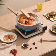 【Taste Plus】悅味元麥 瑞士科技 陶土內外不沾鍋 平底炒鍋 24cm