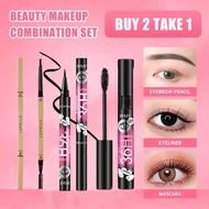 3 In 1 Eyelash Curler Makeup Tool Waterproof Eye Set, Including Mascara, Eyeliner, Eyebrow Pencil