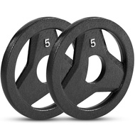 JFIT Olympic 2" Cast Iron Grip Plate OR 2" Rubber Bumper Plates for Barbell - Singles OR Pairs - 6 W