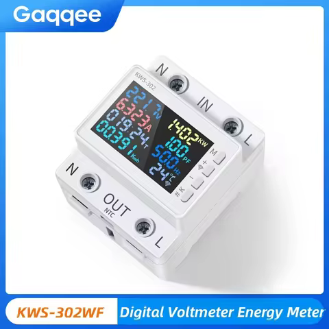 KWS-302WF Digital Voltmeter Energy Meter 0-9999KWH Din Rail Power Meter KWH Meter AC170-300V LED Dis