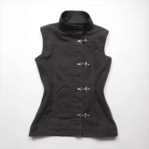 New Chinese Style Vintage Korea Chic Single Breasted Vest Stand Collar Sleeveless Cruel Moda Coat Tr