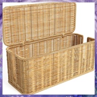 (Y W Z H)Cable Management Box,Handwoven Imitation Rattan Cord Hider Organizer Box with Lid,2 Open Sl