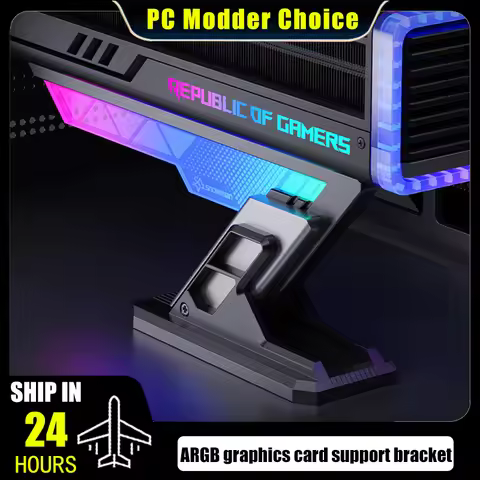 Graphics Card Holder ARGB Creative Aluminum GPU Bracket, 75-125mm Height Adjustable Support M/B AURA