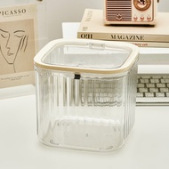 Price 1pc Bedside Small Trash Can Transparent Gaomei Tabletop Paper Basket Household Bedroom Push Ty