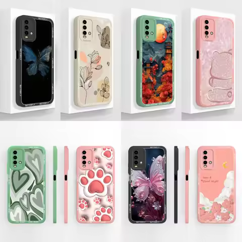 Phone Cases For Xiaomi Redmi 9T 9Power Round Moon Butterfly Lightweight Minimalist Cover For Redmi 9