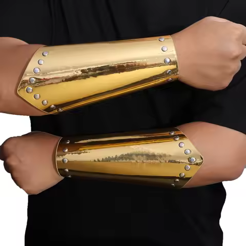 2 Pieces of Nordic Viking Renaissance Adjustable High-Gloss Faux Leather Hand Guards