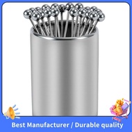 20PCS Metal Cocktail Picks with Holder Kit, Stainless Steel Cocktail Picks, Reusable Cocktail Skewer