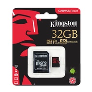 Kingston 32GB ของแท้ 100% Micro SD Card 4K Canvas React Class10 100MB/S (SDCR/32GB) เหมาะสำหรับการบั