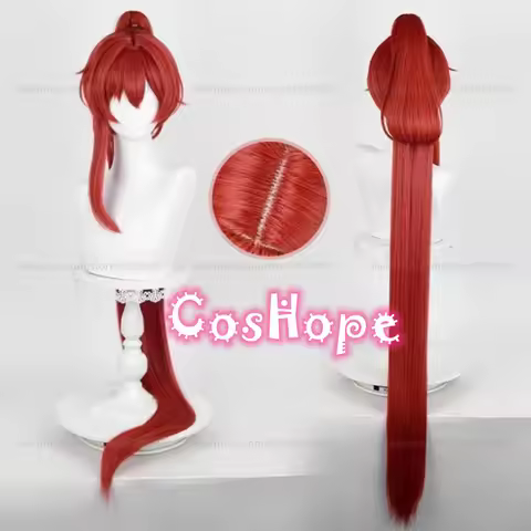 Yinlin Cosplay Wig Unisex 120cm Long Wig with Ponytail Red Wig Cosplay Anime Cosplay Wigs Heat Resis