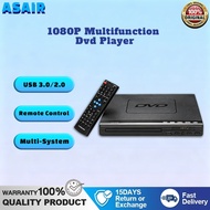 ASAIR Multifunction DVD player for TV USB with USB/CD/EVD/DVD-RW/VCD/MP3/MP4 connect TV DVD PLAYER U