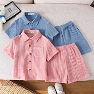 ชุดเสื้อและกางเกงชุดคลายตัว 4 ชิ้น/เซ็ต สำหรับเด็กผู้ชายสีชมพูและสีน้ำเงิน, ชุดที่ตรงกัน, เหมาะสำหรั