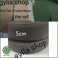 Topedia- Velcro / Perekat Kain Abu abu 5cm, Tan, dan Hijau TNI Per roll / Prepetan warna Jahit 5cm p