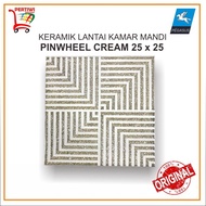 Keramik Lantai Kamar Mandi Kasar Pegasus Pinwheel Cream 25 x 25