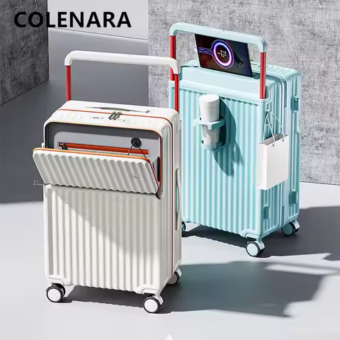 COLENARA Laptop Luggage Front Opening Zipper Boarding Case Multifunctional Trolley Case 20"22”24"26 