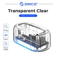 ORICO Transparent 3.5'' HDD Docking Station SATA to USB 3.1 Type-C to Type-C 10Gbps External Hard Drive Docking Station 12V2A