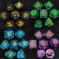 7pcs/set DND D20 Liquid Core Flow Eye Dice Sets for COC Dungeon and Dragon Pathfinder RPG Role Playi