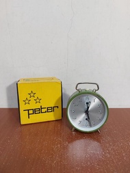 庫存老件 德國製 三星 Peter 發條 時鐘 鬧鐘 發條鐘 綠色款