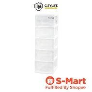 Citylife 50L 5 Tier Compact Cabinet - Clear - G5094 - Citylong