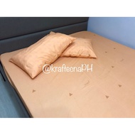 FITTED BEDSHEET WITH PILLOWCASE SIMPLE ORANGE DOUBLE TO QUEEN 150cm x 200cm