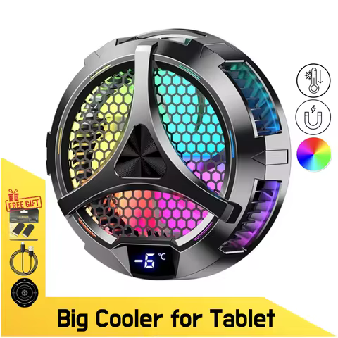 Tablet Cooler, Gamer Cooler, Cooling Fan for iPad/Galaxy Tab/Xiaomi Pad, High-Power Tablet Cooler, T