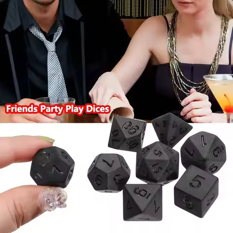 7Pcs/Set Black Polyhedral Dice Set for DND RPG TRPG Games, Dungeons and Dragons Accessories, Board C