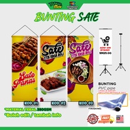 Bunting Sate | Bunting Banner produk makanan readymade design boleh edit atau tambah info