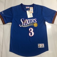 Men's Allen Iverson Short Sleeve Jersey Mitchell & Ness Hardwood Classics Jersey Blue Outdoor Sports