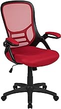 Flash Furniture Porter High Back Mesh Ergonomic Swivel Office Chair with Lumbar Support, Flip-Up Arms, Tilt Lock/Tilt Tension, Height Adjustable, Red/Black Frame