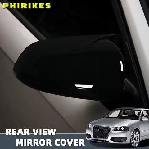 2PCS Black Side Wing Mirror Caps for Audi A3 S3 8P 05-08 A4 S4 B6 B7 8E 8H A6 S6 C6 4F Sticking Mirr