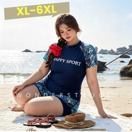 XL-6XL Women Swim Suit Plus Size Rash Guard Short Sleeve 2-piece set Floral Tummy Control Modest Bea