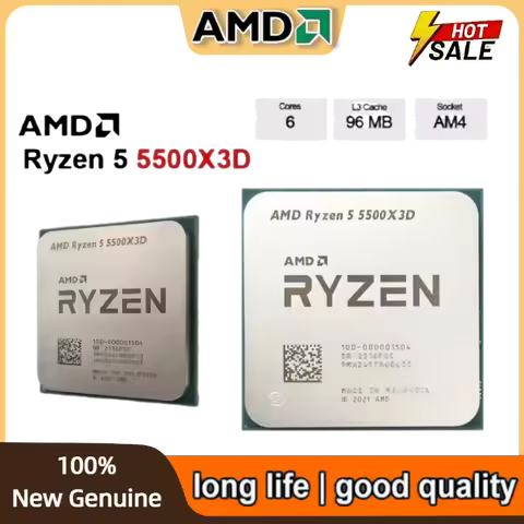 AMD Ryzen 5 5500X3D 3GHz 6-Core 12-Thread Socket AM4 NEW Gaming Processor DDR4 L3=96M 105W 7NM R5 55