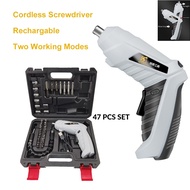 Cordless Pivoting Screwdriver Rechargeable Set Electric Screwdriver Set Drill Driver with LED Light Plastic Case