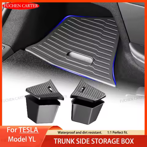 For Tesla NEW Model YL 2026 TPE Car Trunk Side Storage Box Cover Plate Organizer Car Trunk Side Stor