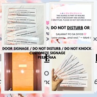 4PCS DOOR SIGNAGE LAMINATED CUSTOMIZED DO NOT KNOCK / DO NOT DISTURB