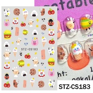 Stiker Kuku 5D Kartun Cartoon Jelly Lucu Sticker Nail Campur Emoji Monster Dekorasi Nail Art Lotso S